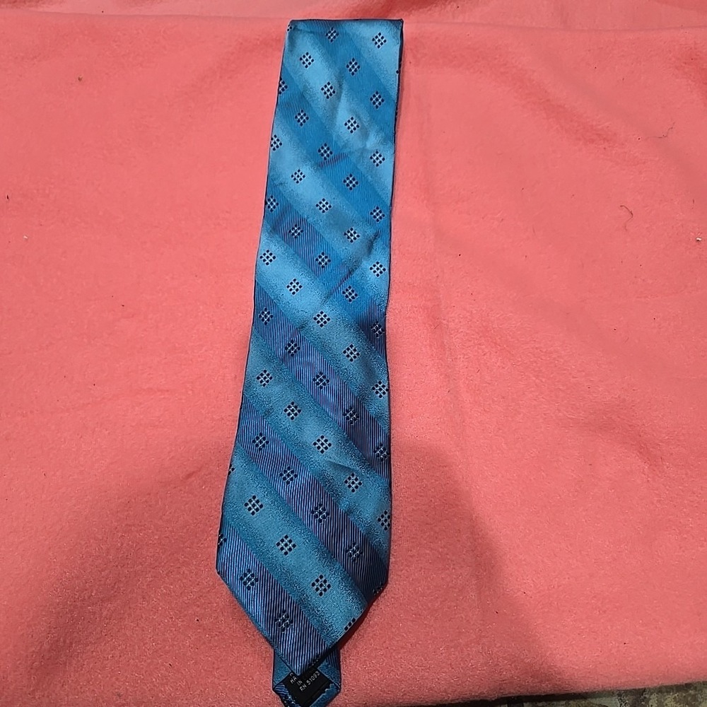 Ferucci Diamond Pattern Silk Tie Blue